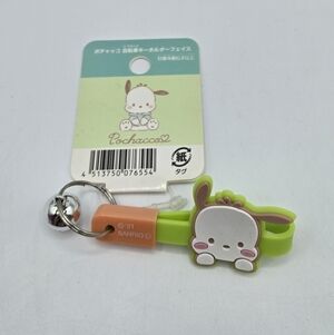 Sanrio Pochacco Rubber Keychain with Bell Light Green